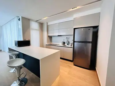 Una cocina o zona de cocina en En Malecón con vista al mar y lago by G P S rentas