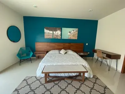 Cama o camas de una habitación en Hermosa casa de playa con vista al mar y albercas!
