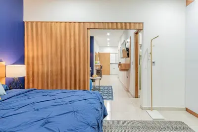 Cama o camas de una habitación en LOFT El Azul en Centro Historico con Cama King