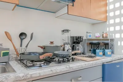 Una cocina o zona de cocina en LOFT El Azul en Centro Historico con Cama King