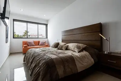 Cama o camas de una habitación en Departamento a 2 minutos de la playa by G P S rentas