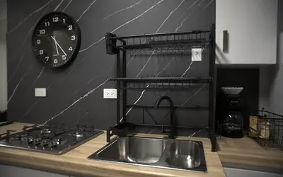 Una cocina o zona de cocina en Lujoso depa cerca del consulado.