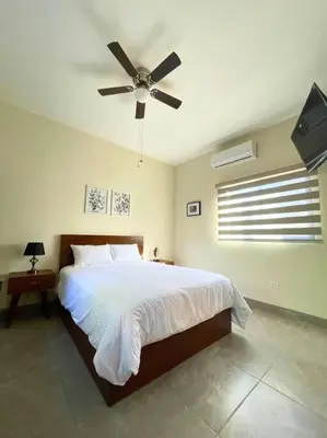Cama o camas de una habitación en Habitación #2 en el Centro Histórico de Loreto