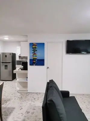 Una cocina o zona de cocina en Excelente apto muy cerca de la playa 202