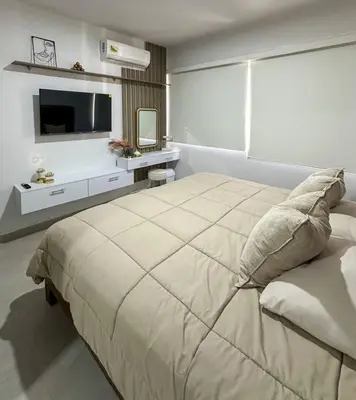 Cama o camas de una habitación en Bluu Lagoon 508-Depa de lujo con playa privada