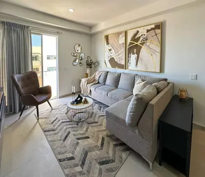 Zona de estar de Bluu Lagoon 508-Depa de lujo con playa privada