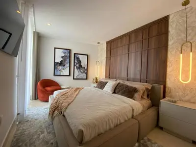Cama o camas de una habitación en Camino al Mar Apartment Gold with Amazing View of the Ocean, Beach and Swimming Pool, 3 Rooms