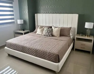 Cama o camas de una habitación en Acogedor Departamento a Pasos De La Playa