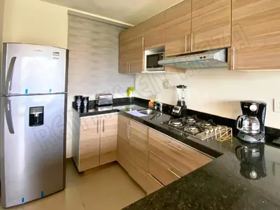 Una cocina o zona de cocina en Residencial Coto Mareta 7 Excelente Departamento con Alberca en Zona Exclusiva de Mazatlán
