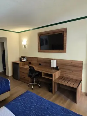 Una televisión o centro de entretenimiento en Las Misiones Hotel