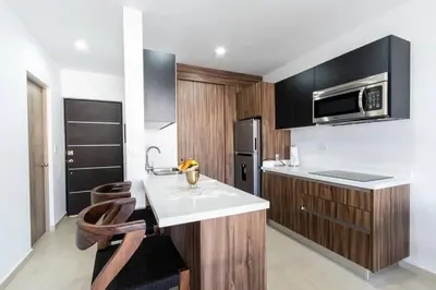 Una cocina o zona de cocina en 5 min de playa y Mazaguas by PartnerHost