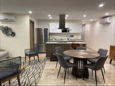 Una cocina o zona de cocina en Departamento a pie de playa con alberca infinty en piso 22
