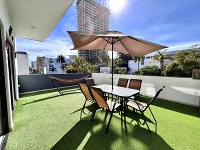 Jardín al aire libre en Apartment near the beach