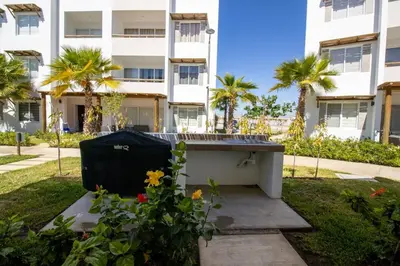Jardín al aire libre en Almarena 201 Wonderful depa near the beach
