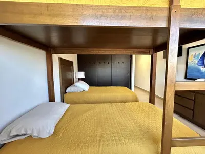 Cama o camas de una habitación en Depa con espectacular vista al mar a pie de playa Torre perla 1102