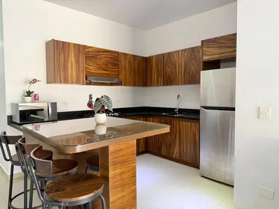 Una cocina o zona de cocina en Apartment in the golden zone near the beach rincon colonial 102