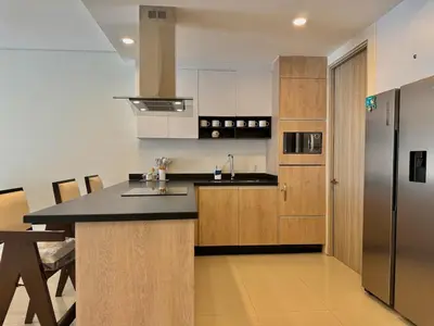 Una cocina o zona de cocina en Departamento moderno a pie de playa