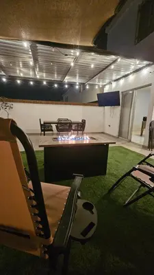 Zona de estar de Jacuzzi y fire pit con vista increíble