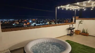 Plano de Jacuzzi y fire pit con vista increíble