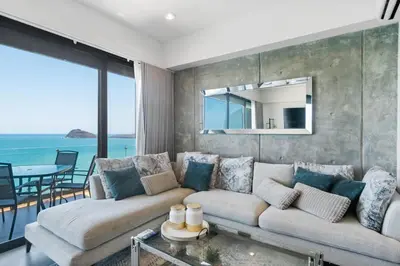 Zona de estar de Ocean View - 2 King Size with Homeoffice Space