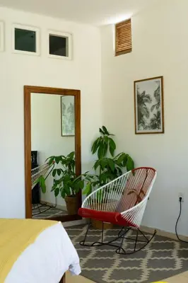Cama o camas de una habitación en Departamentos y cabañas a pie de playa -Baraka Beach Club