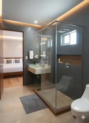 Un baño de Golden Zone Gem 3-Suite Apt with Parking
