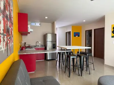 Una cocina o zona de cocina en Depa Cerca de la Playa y Valentinos By GPSRentas