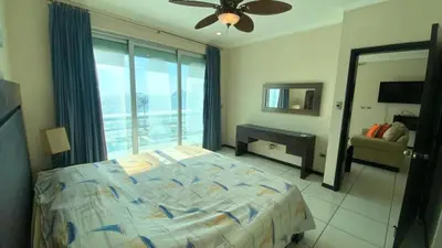 Cama o camas de una habitación en Horizon Durazno #3 - Frente Mar y Malecón