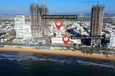 Plano de Moderno depa a 1 cuadra de la playa con rooftop view