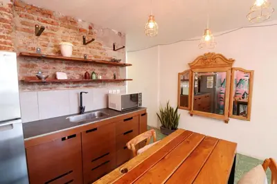 Una cocina o zona de cocina en Departamento en centro histórico de Mazatlán