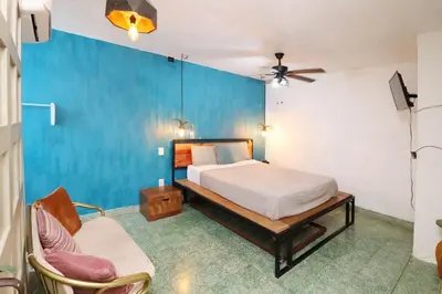 Cama o camas de una habitación en Departamento en centro histórico de Mazatlán