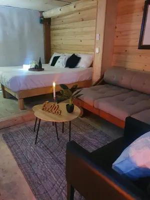 Cama o camas de una habitación en Cabañas El Ensueño