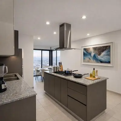 Una cocina o zona de cocina en 24k Propiedades Premium Condo on Malecon with Ocean View Sleeps 6