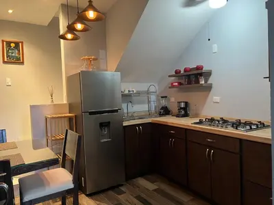 Una cocina o zona de cocina en DEPARTAMENTO CON TERRAZA Y VISTA para 6 personas