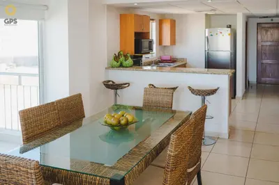 Una cocina o zona de cocina en Costa 307 Precioso departamento vista marina y mar