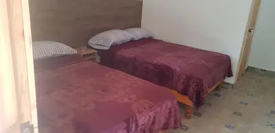 Cama o camas de una habitación en Cabaña La Camelia