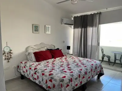 Cama o camas de una habitación en Condo playa cerritos con 2 albercas Mazatlan