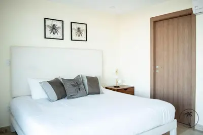 Cama o camas de una habitación en Hermosa terraza! Playa a 2 minutos!