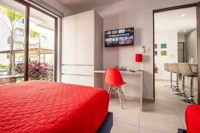 Una televisión o centro de entretenimiento en Ambar Condominios Mazatlan