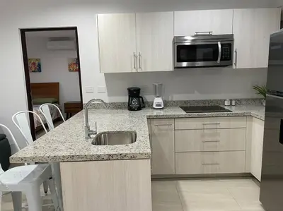 Una cocina o zona de cocina en Brand new condo near the beach